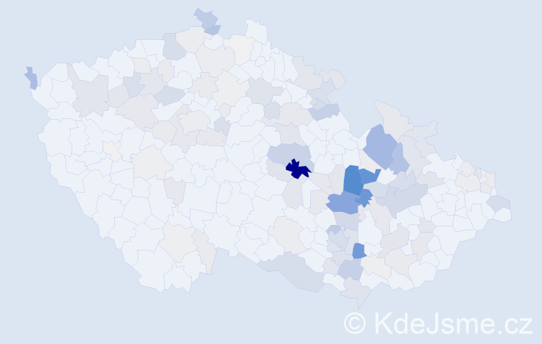 Příjmení: 'Laštůvka', počet výskytů 489 v celé ČR