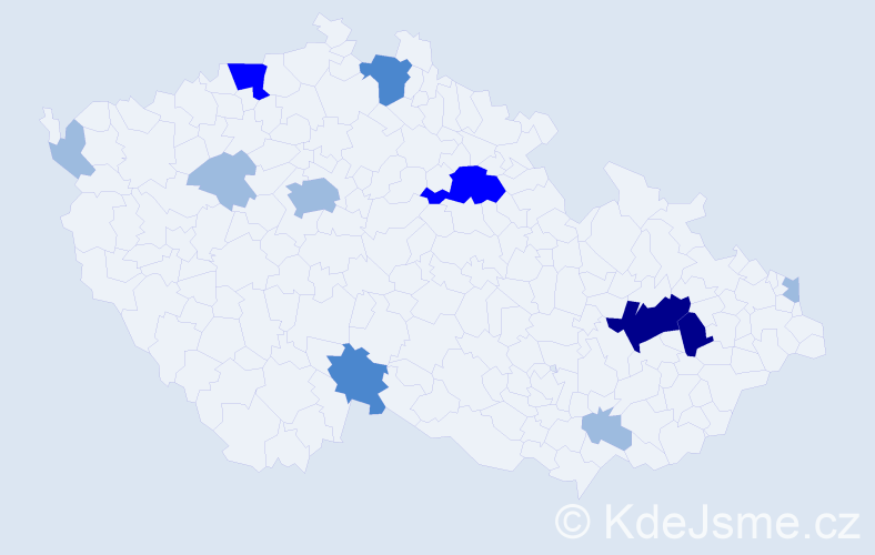 Příjmení: 'Hornik', počet výskytů 23 v celé ČR
