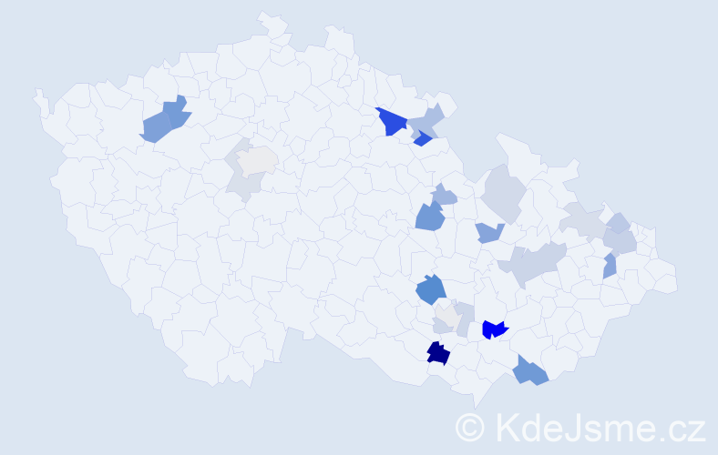 Příjmení: 'Čechovičová', počet výskytů 43 v celé ČR