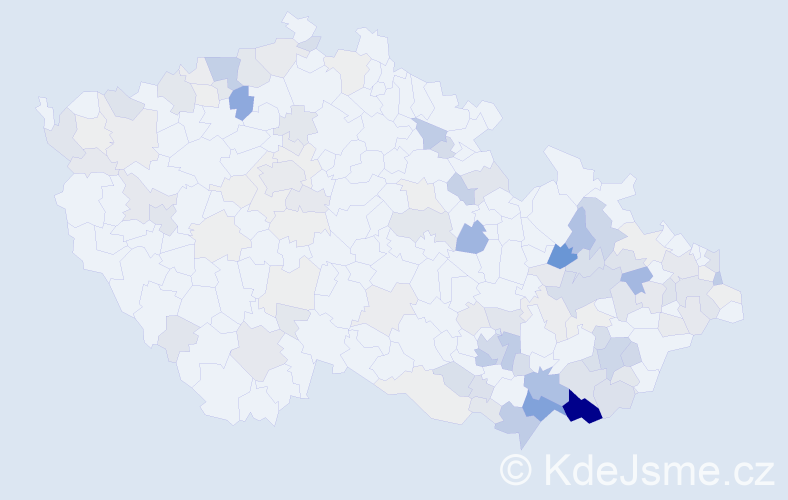 Příjmení: 'Bačíková', počet výskytů 413 v celé ČR