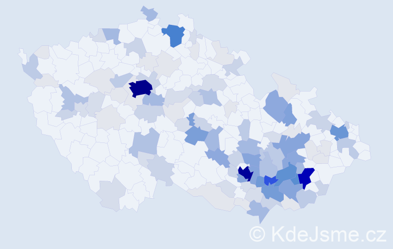 Příjmení: 'Vykoukalová', počet výskytů 482 v celé ČR