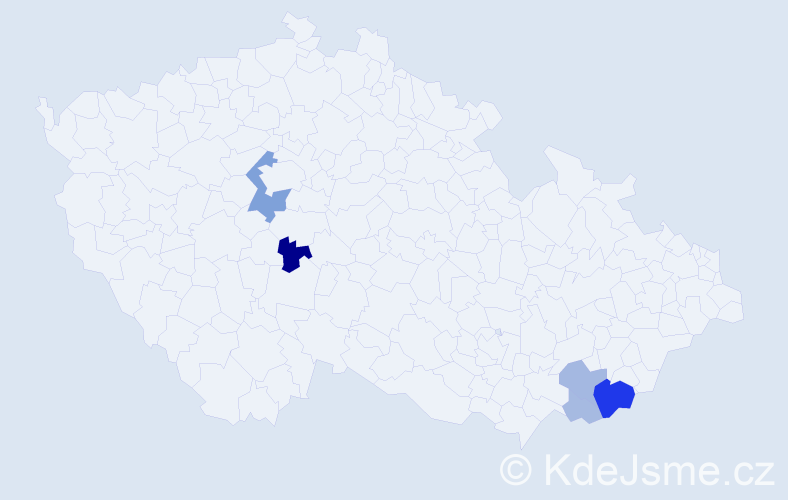 Příjmení: 'Vaškovicová', počet výskytů 15 v celé ČR