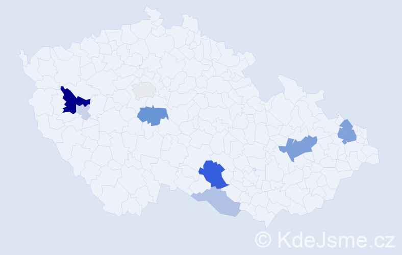 Příjmení: 'Micek', počet výskytů 23 v celé ČR