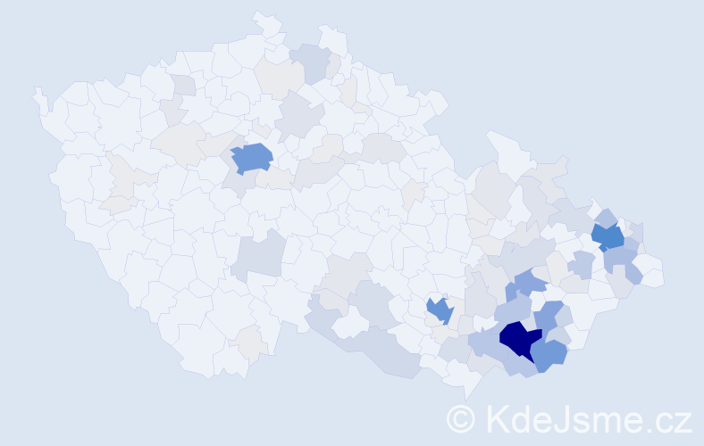 Příjmení: 'Kusáková', počet výskytů 420 v celé ČR