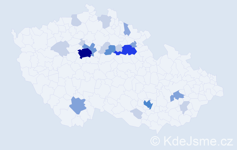 Příjmení: 'Kloubec', počet výskytů 54 v celé ČR