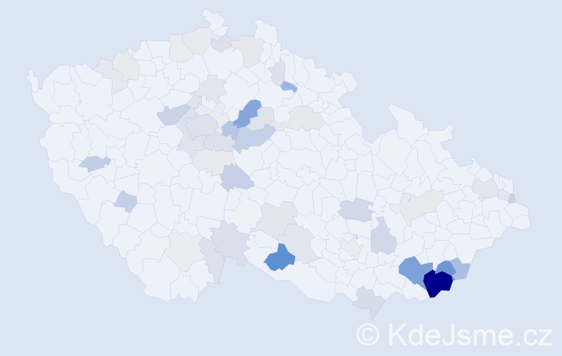 Příjmení: 'Straňák', počet výskytů 192 v celé ČR