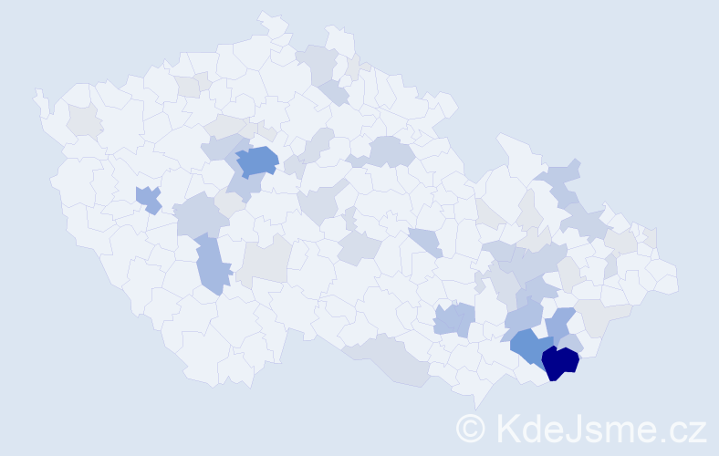 Příjmení: 'Soukeník', počet výskytů 175 v celé ČR