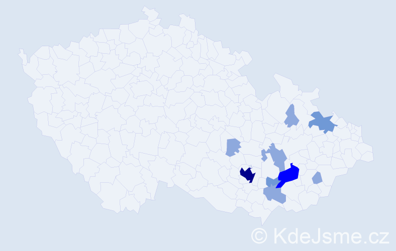 Příjmení: 'Pohanělová', počet výskytů 19 v celé ČR