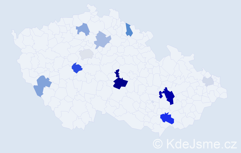Příjmení: 'Galandáková', počet výskytů 21 v celé ČR