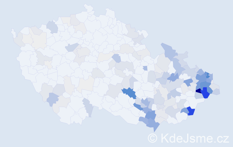 Příjmení: 'Káňa', počet výskytů 693 v celé ČR