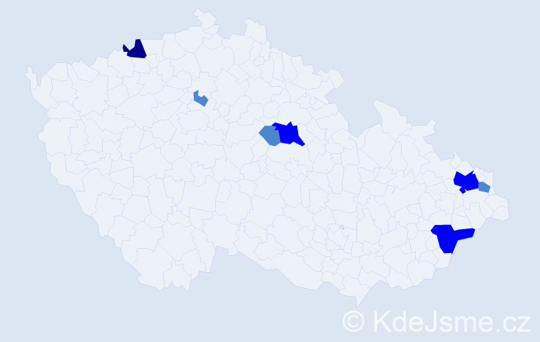 Příjmení: 'Vokuličová', počet výskytů 12 v celé ČR