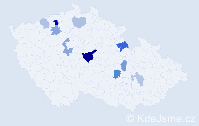 Příjmení: 'Hubek', počet výskytů 17 v celé ČR