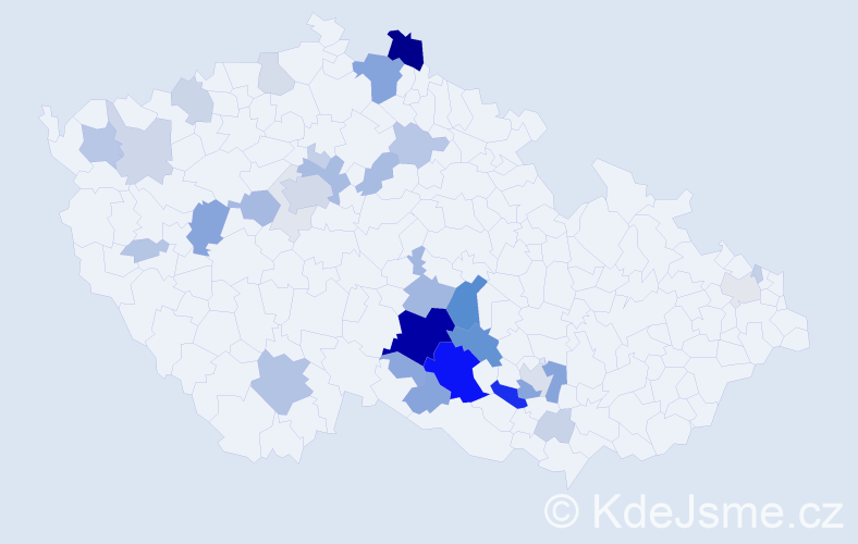 Příjmení: 'Partl', počet výskytů 149 v celé ČR