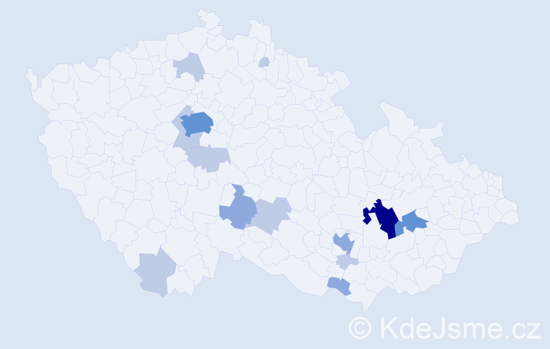 Příjmení: 'Crhanová', počet výskytů 31 v celé ČR