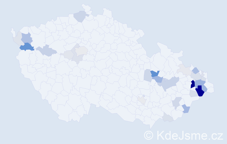 Příjmení: 'Rečka', počet výskytů 99 v celé ČR