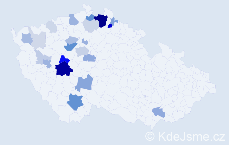 Příjmení: 'Nešverová', počet výskytů 88 v celé ČR