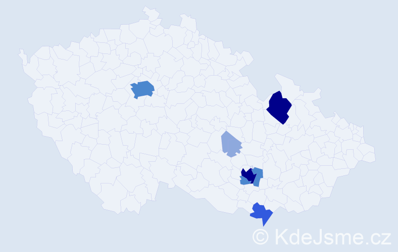 Příjmení: 'Kostronová', počet výskytů 19 v celé ČR
