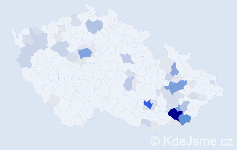 Příjmení: 'Bičan', počet výskytů 187 v celé ČR