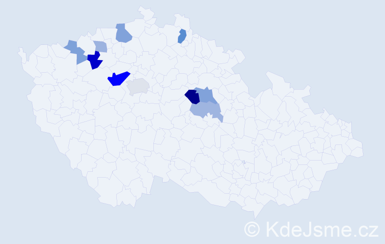 Příjmení: 'Darsa', počet výskytů 21 v celé ČR
