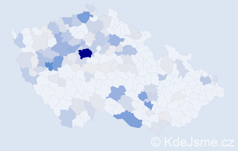 Příjmení: 'Kočka', počet výskytů 589 v celé ČR