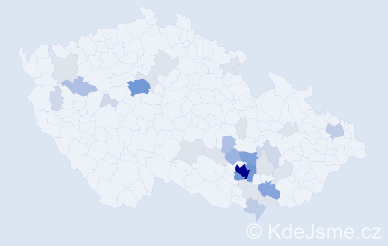 Příjmení: 'Knechtová', počet výskytů 103 v celé ČR