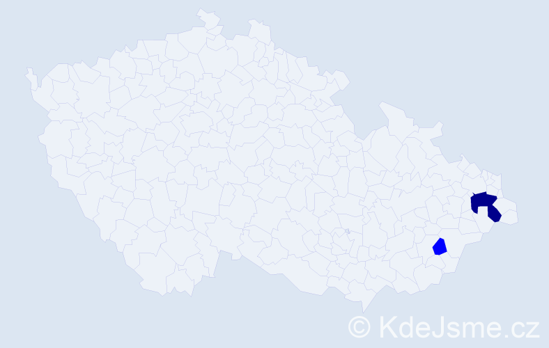 Příjmení: 'Mandak', počet výskytů 5 v celé ČR