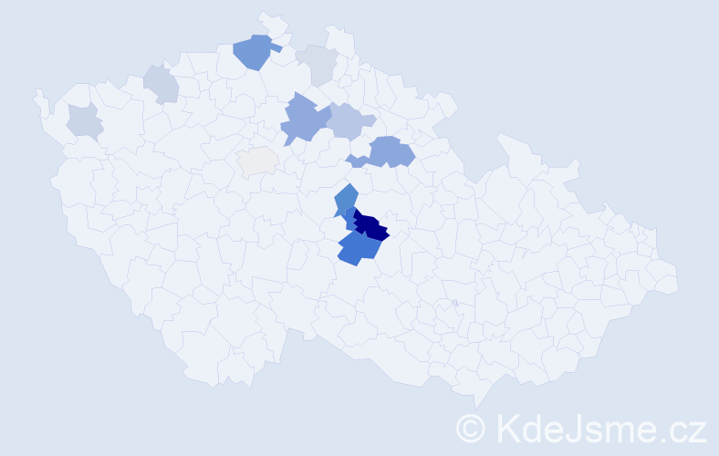 Příjmení: 'Kufr', počet výskytů 27 v celé ČR