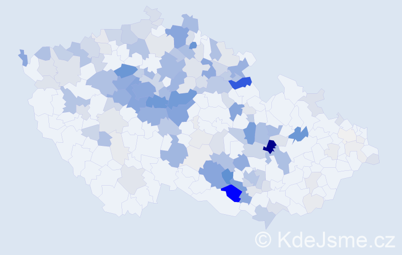 Příjmení: 'Křeček', počet výskytů 733 v celé ČR