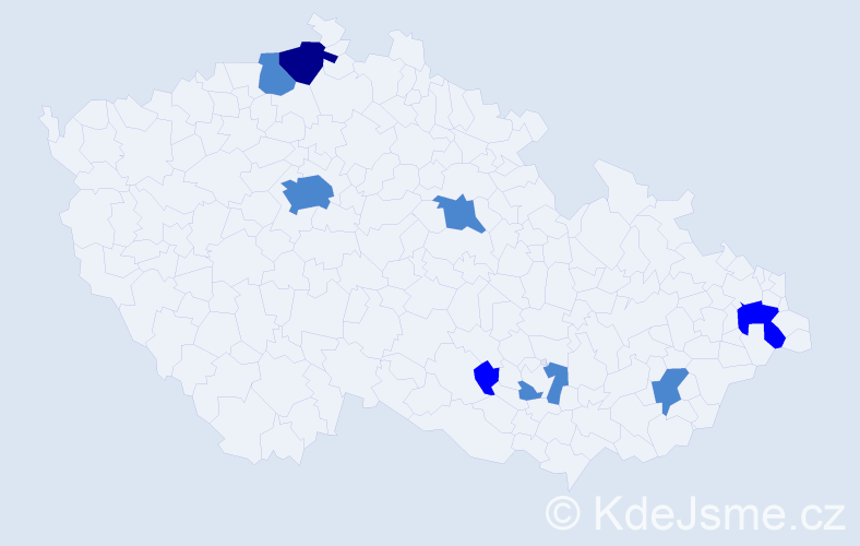 Příjmení: 'Hulková', počet výskytů 12 v celé ČR