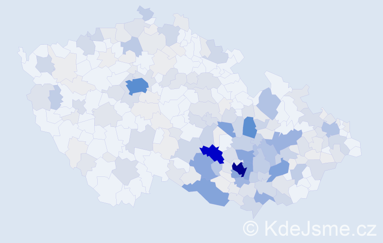 Příjmení: 'Zezulová', počet výskytů 920 v celé ČR
