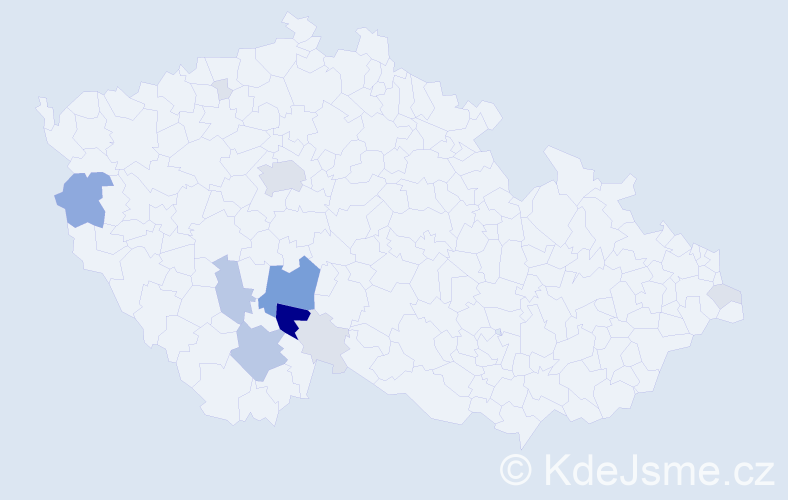 Příjmení: 'Klečacká', počet výskytů 50 v celé ČR