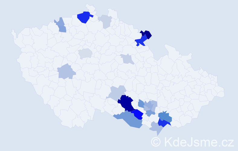 Příjmení: 'Mitysková', počet výskytů 54 v celé ČR