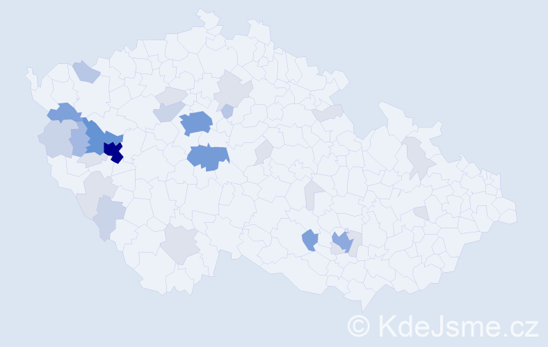 Příjmení: 'Čečil', počet výskytů 98 v celé ČR
