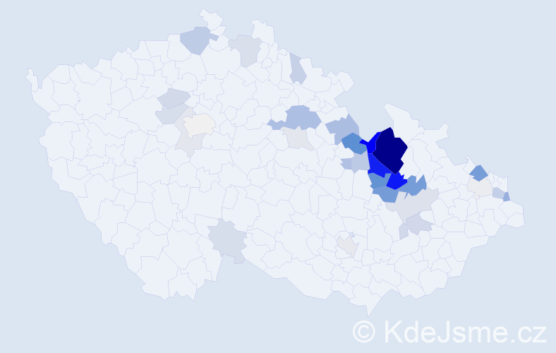 Příjmení: 'Vicenec', počet výskytů 102 v celé ČR