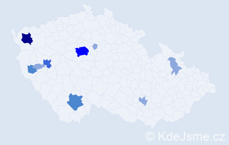 Příjmení: 'Kaiglová', počet výskytů 26 v celé ČR