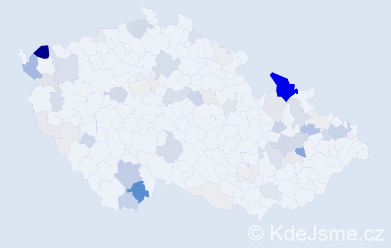 Příjmení: 'Salva', počet výskytů 190 v celé ČR