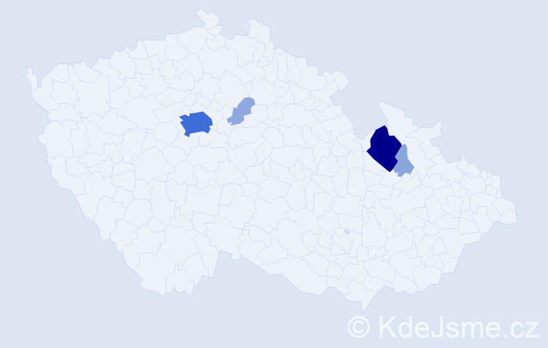 Příjmení: 'Hlocká', počet výskytů 17 v celé ČR