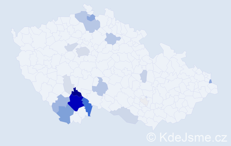 Příjmení: 'Klomfar', počet výskytů 87 v celé ČR