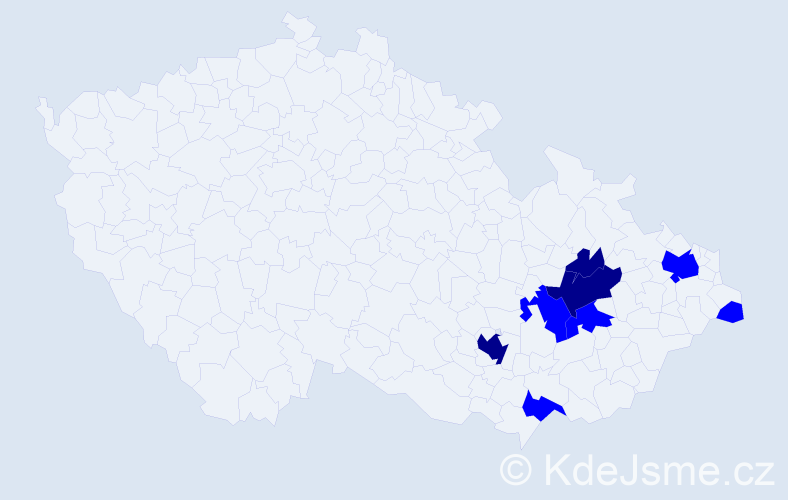 Příjmení: 'Zákopčan', počet výskytů 11 v celé ČR
