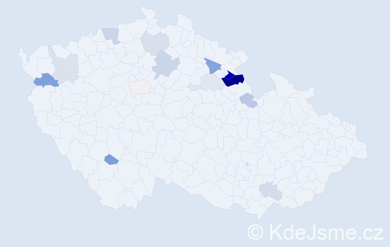 Příjmení: 'Kahanec', počet výskytů 25 v celé ČR