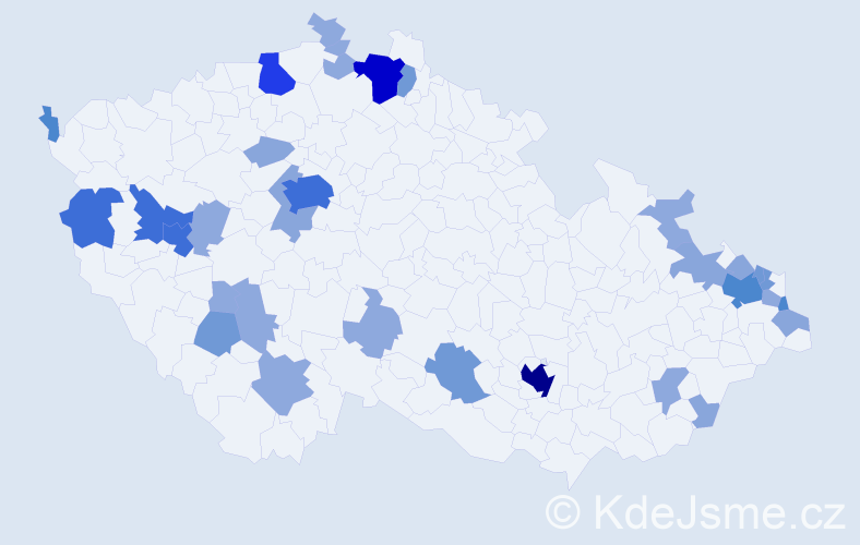 Příjmení: 'Červeň', počet výskytů 93 v celé ČR