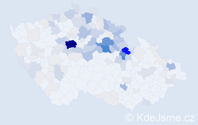 Příjmení: 'Vencl', počet výskytů 608 v celé ČR