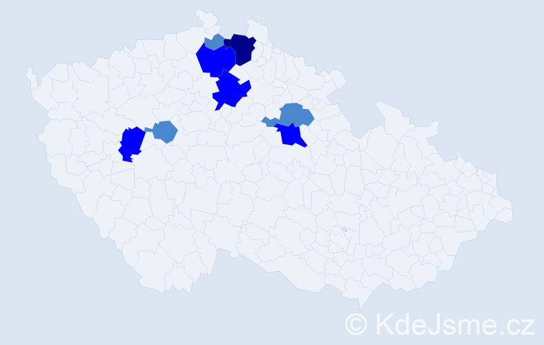 Příjmení: 'Koffer', počet výskytů 14 v celé ČR