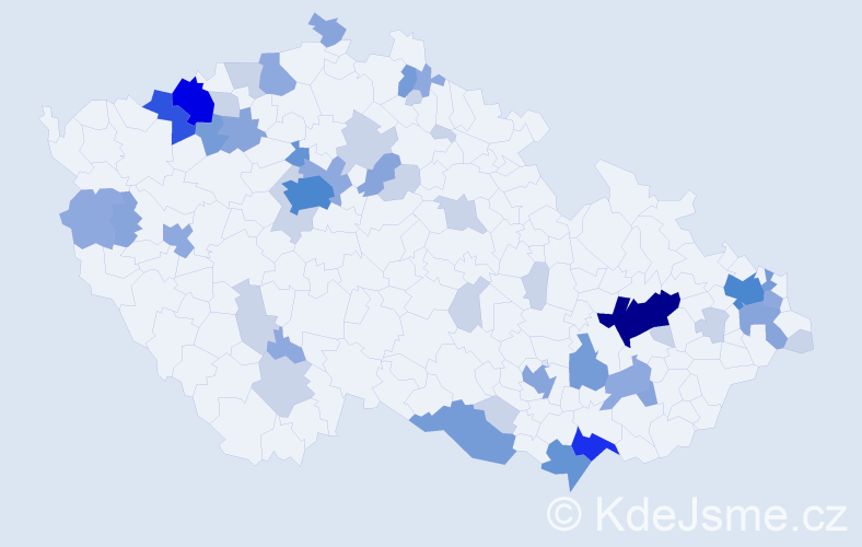 Příjmení: 'Šarközi', počet výskytů 136 v celé ČR