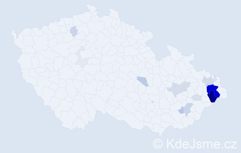 Příjmení: 'Cviček', počet výskytů 66 v celé ČR