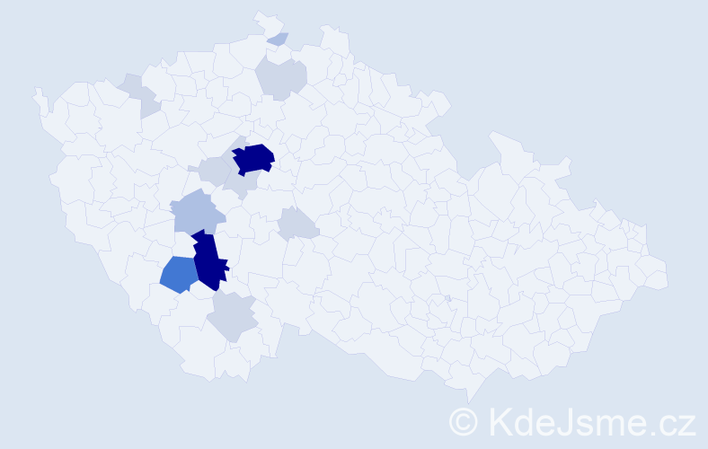 Příjmení: 'Čuřín', počet výskytů 48 v celé ČR