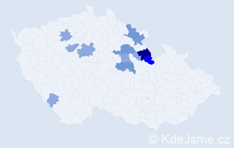 Příjmení: 'Matyk', počet výskytů 25 v celé ČR