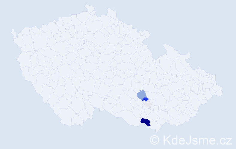 Příjmení: 'Bešter', počet výskytů 16 v celé ČR