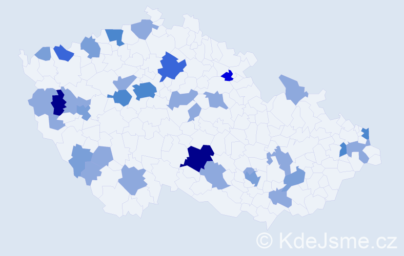 Příjmení: 'Kriška', počet výskytů 73 v celé ČR