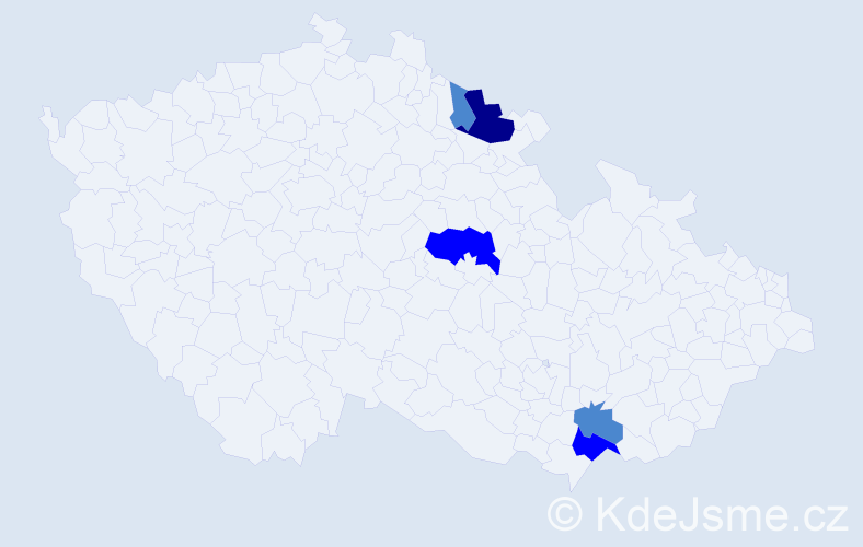 Příjmení: 'Pruska', počet výskytů 9 v celé ČR